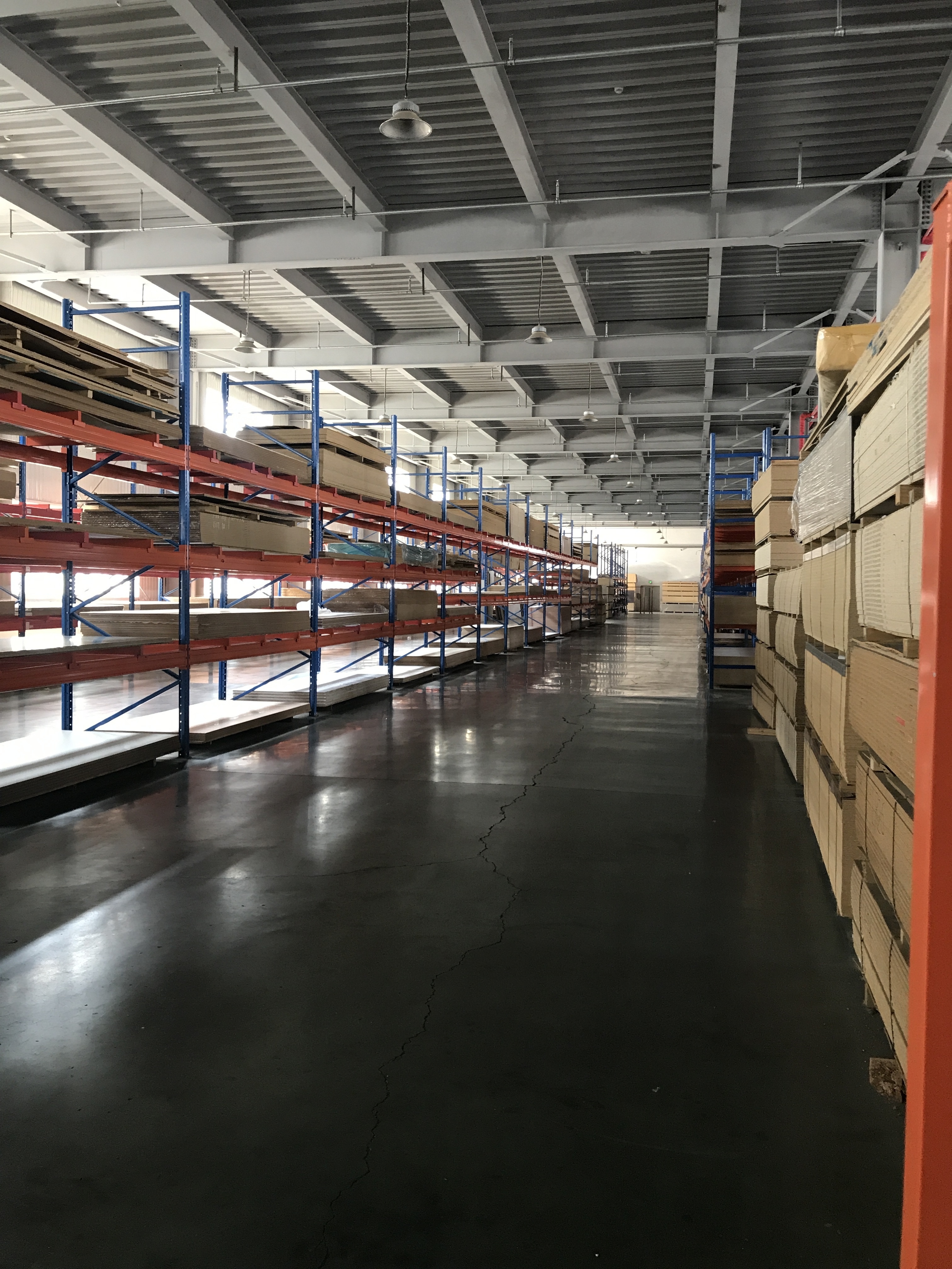 Factory warehouse and panel storage